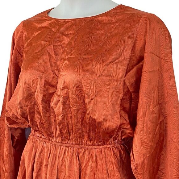 Anthropologie Caballero Orange Long Sleeve Circular Print Mini Dress Size L NWT - Picture 5 of 16
